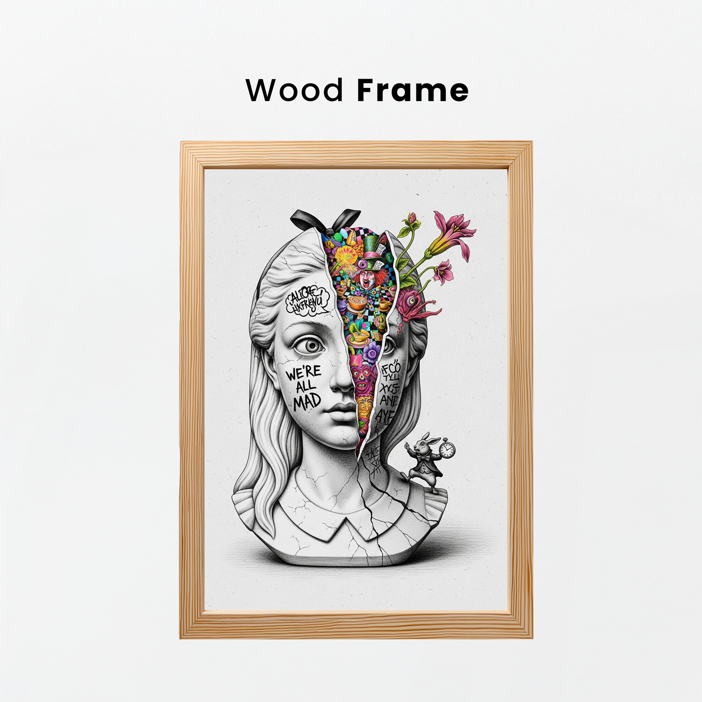 We're All Mad Here: Alice Tablo Boyutlarında ve Yüksek Kaliteli Poster