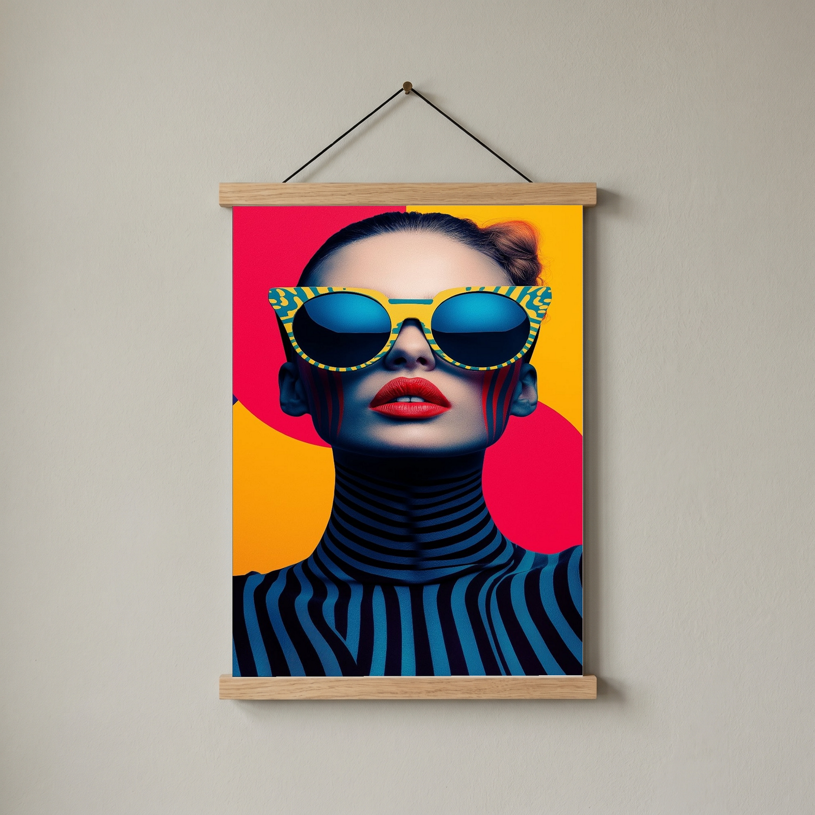 Electric Elegance Wall Art Print — Bold Pop Portrait Poster