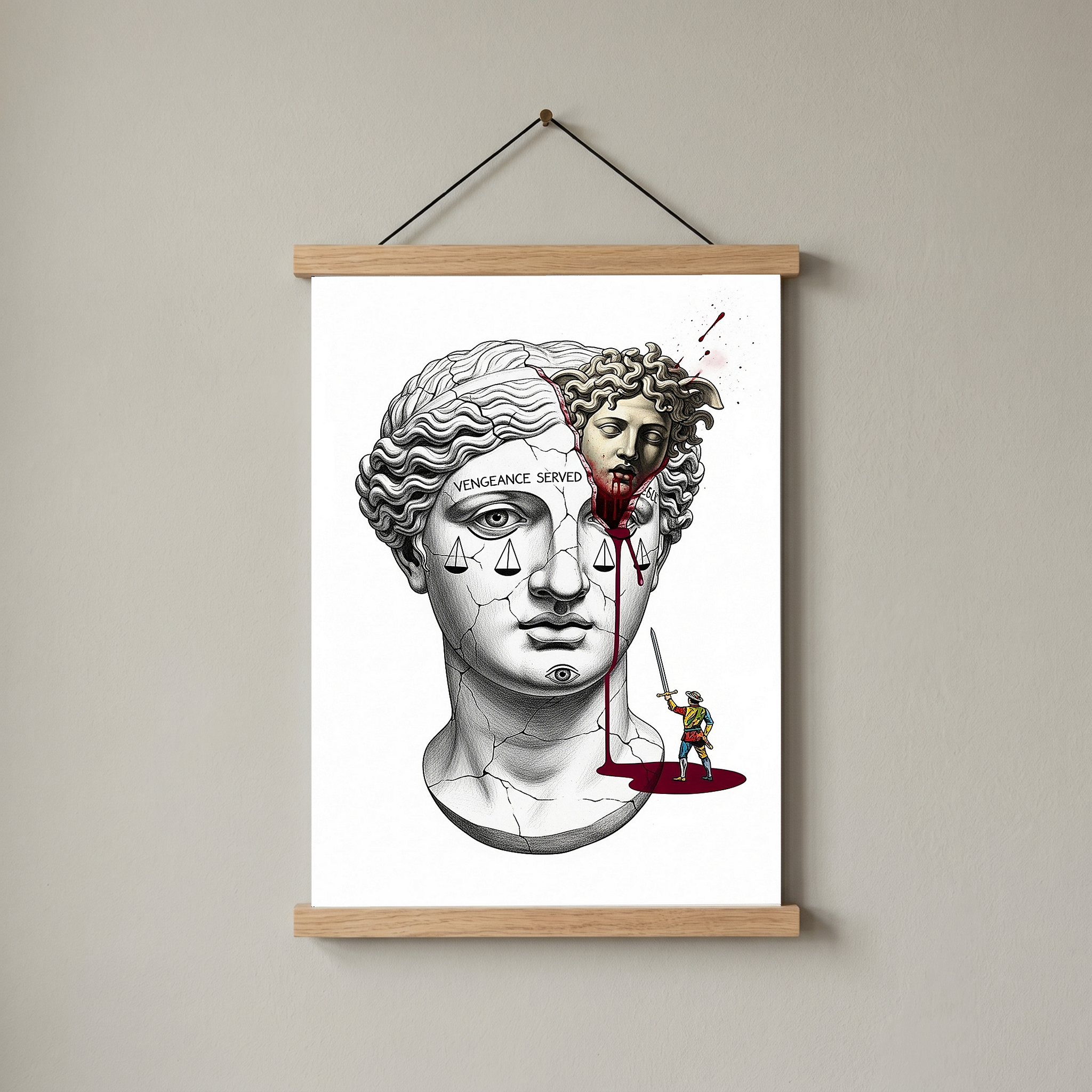 Vengeance Served Medusa — Surreal Greek Mythology Wall Art Print