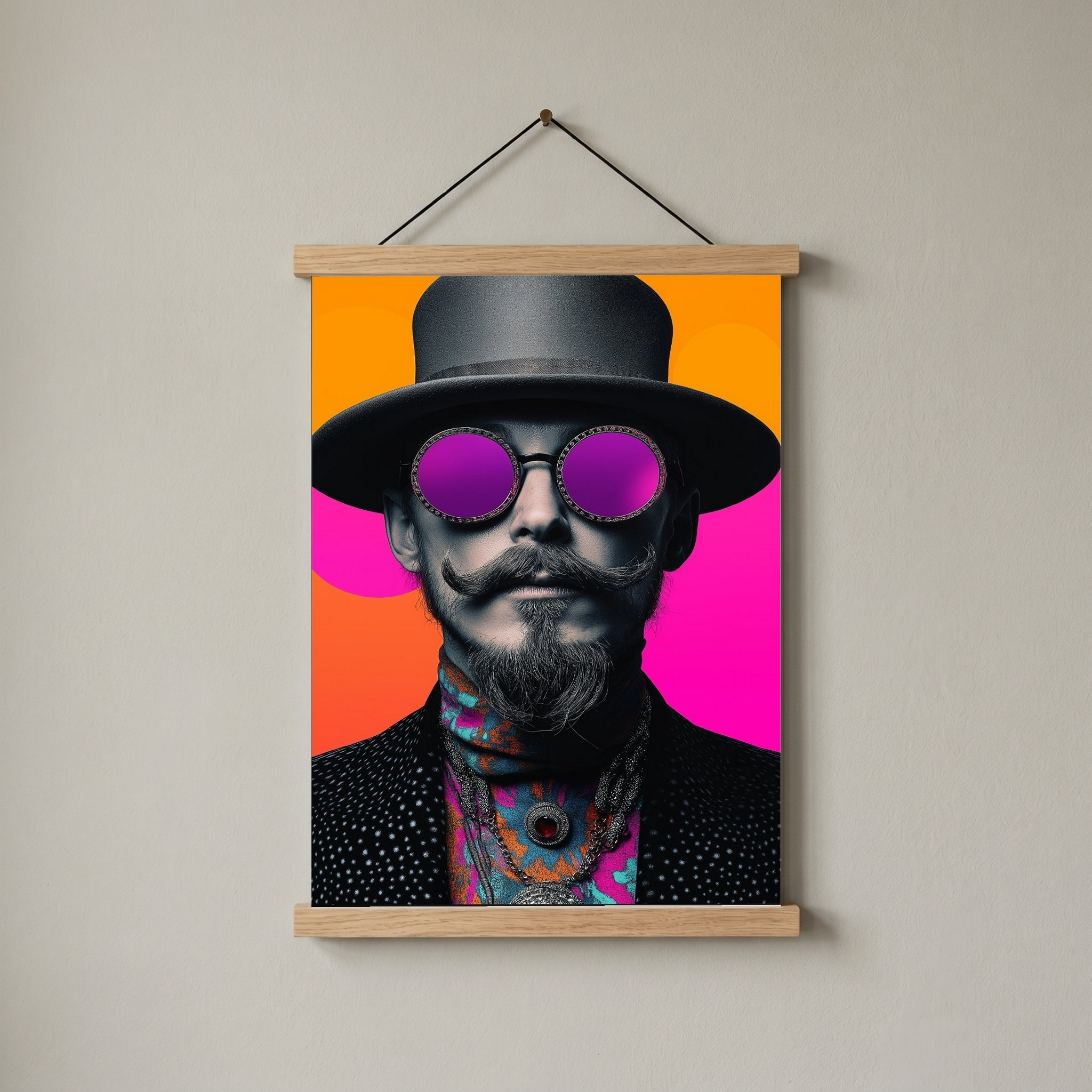 Neon Mystique Wall Art Print — Mysterious Pop Portrait Poster