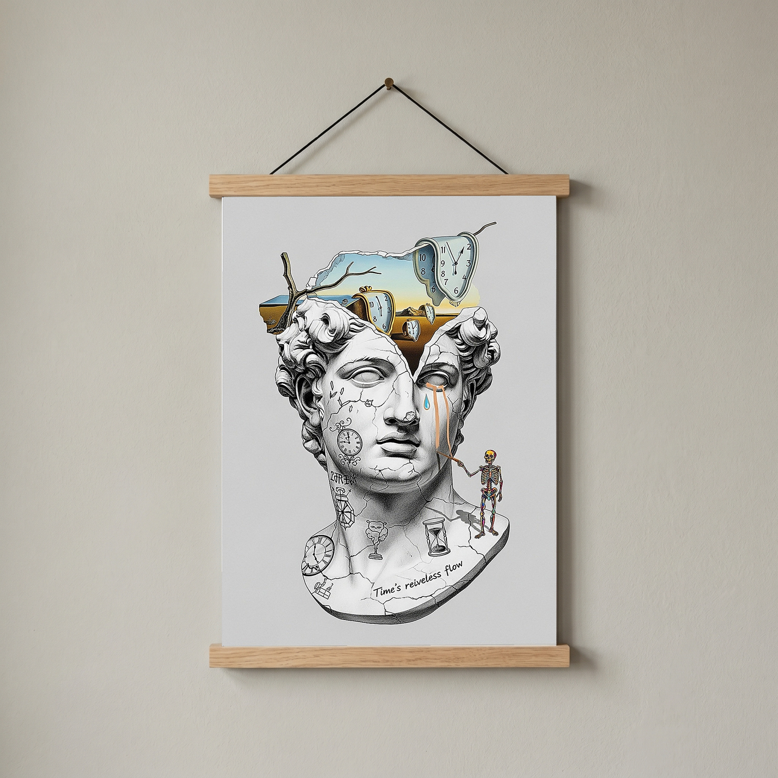 Flow of Time Dali — Surreal Melting Clocks Wall Art Print