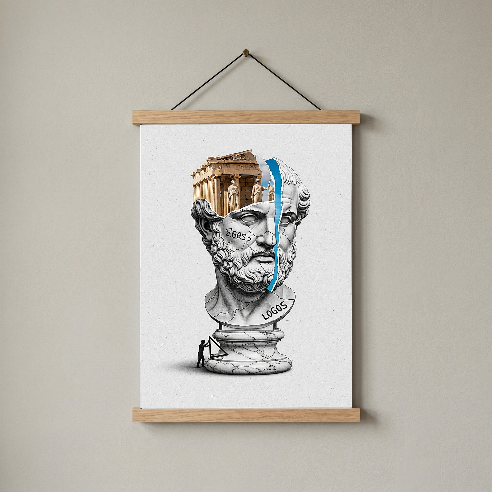 Logos Parthenon — Surreal Philosopher Bust Wall Art Print