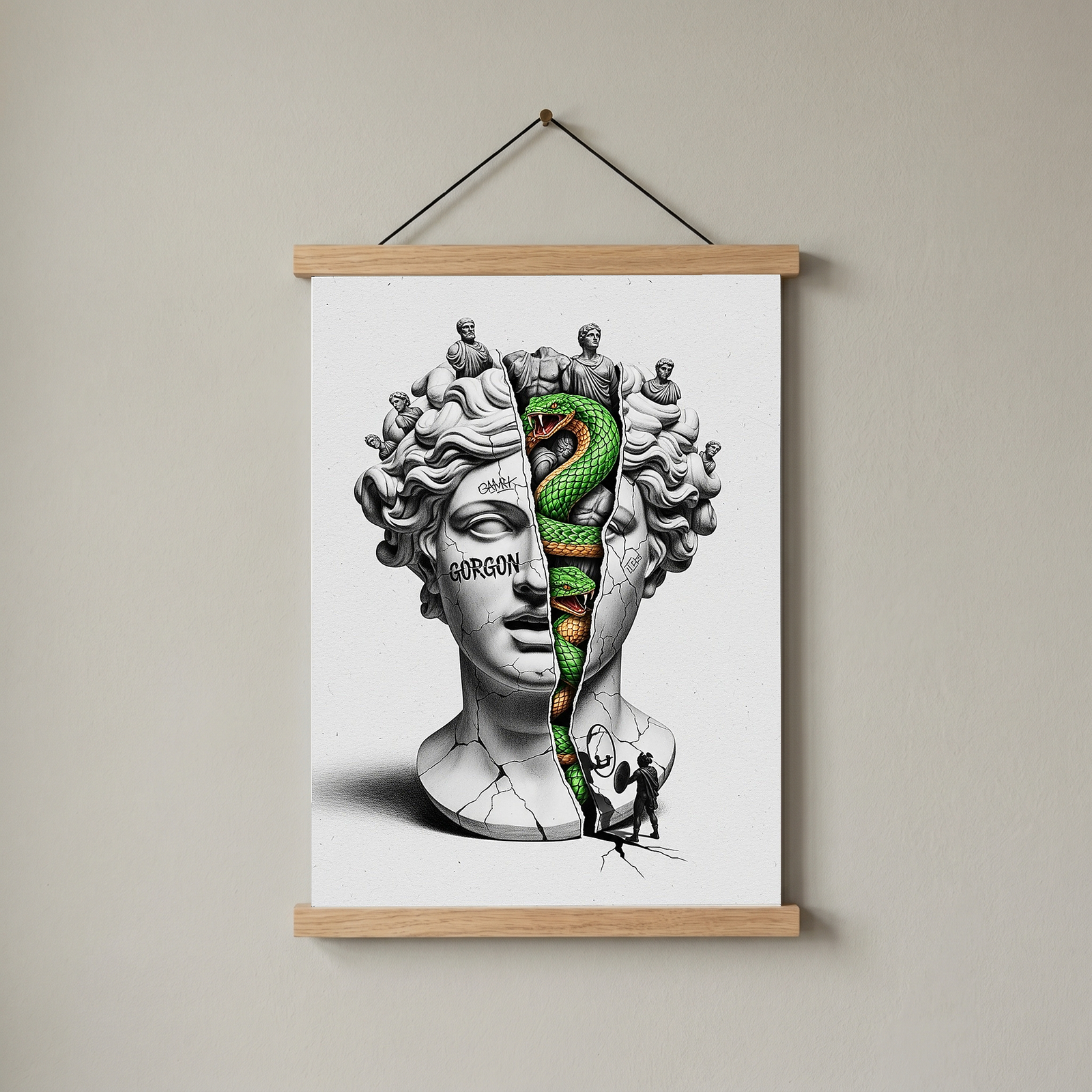 Gorgon Medusa — Surreal Apollo Bust Wall Art Print
