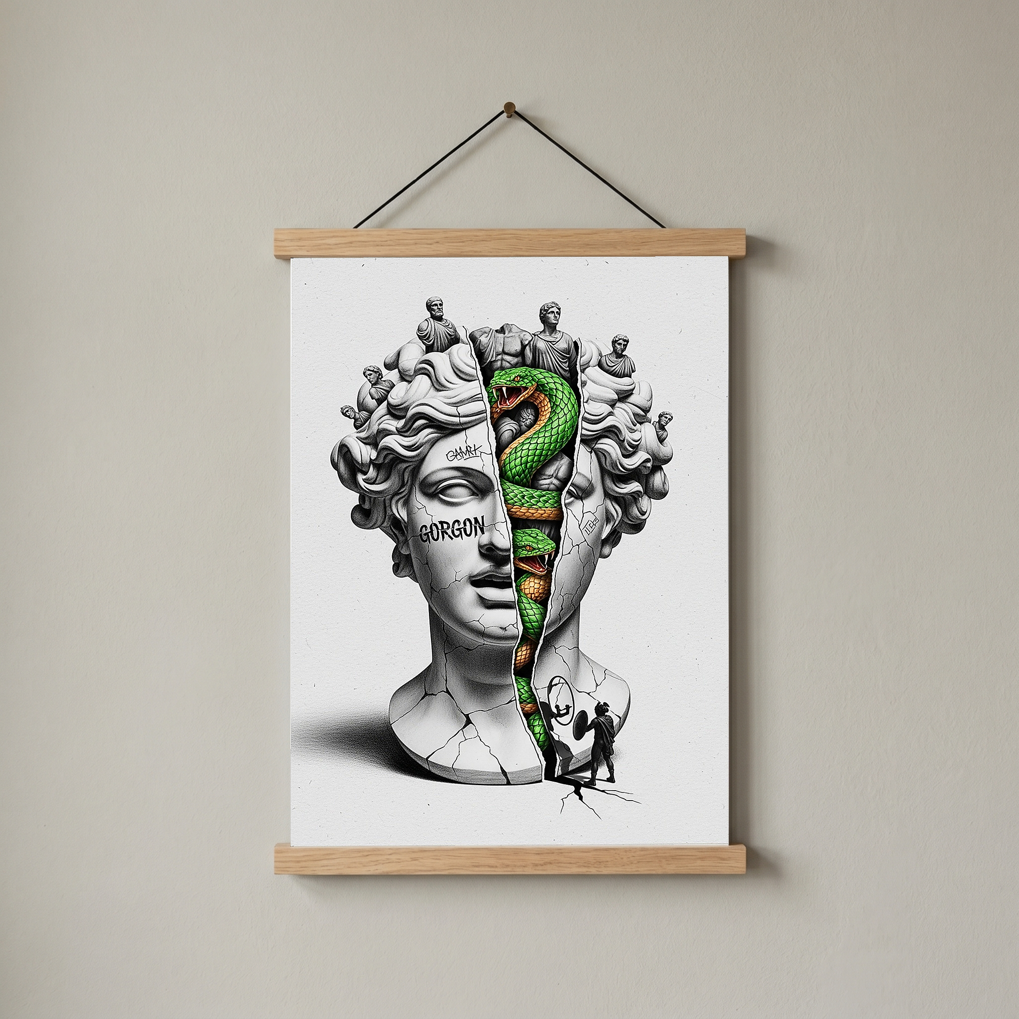 Gorgon Medusa — Surreal Apollo Bust Wall Art Print