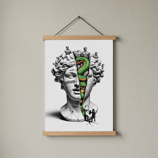 Gorgon Medusa — Surreal Apollo Bust Wall Art Print