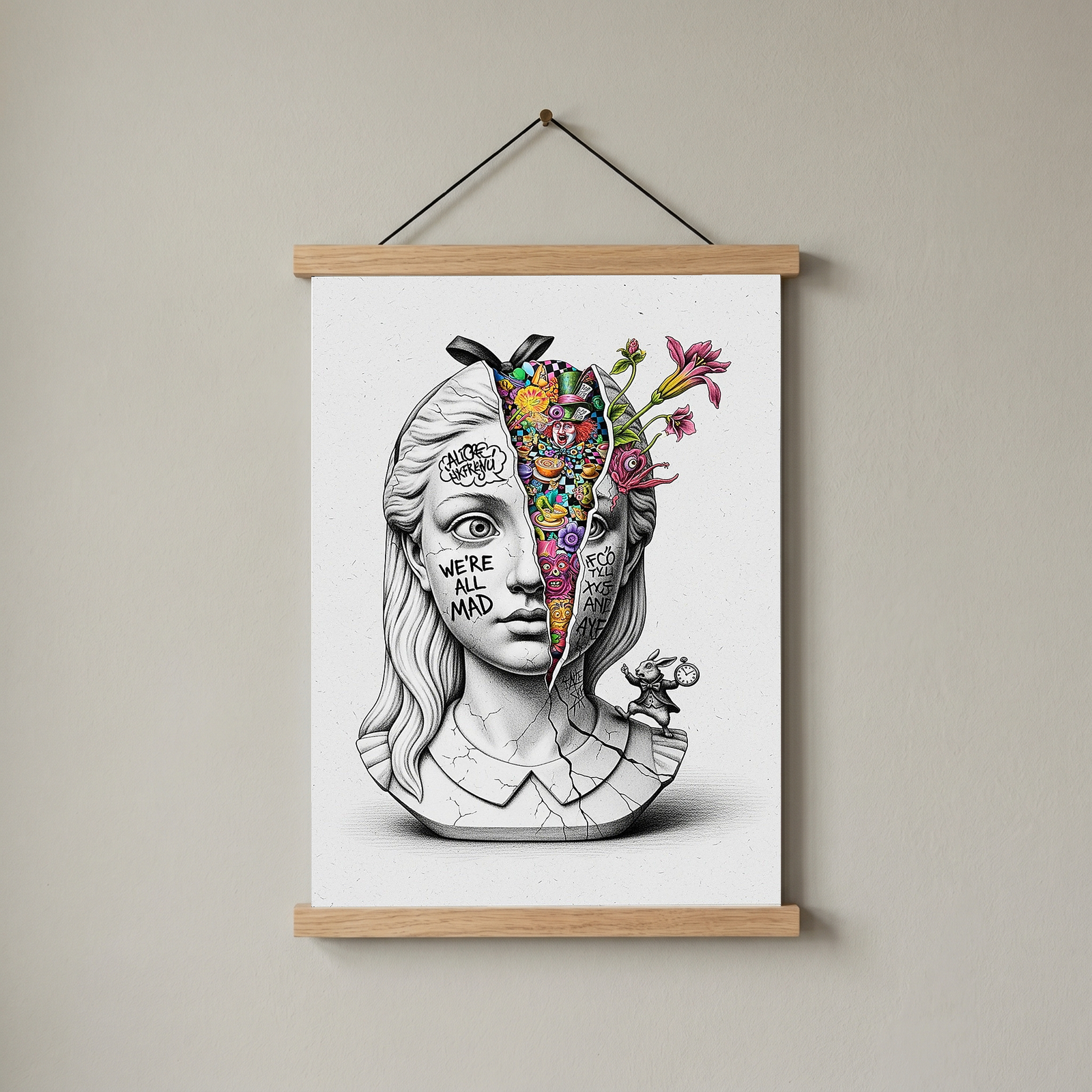 We're All Mad Here Alice — Surreal Wonderland Wall Art Print