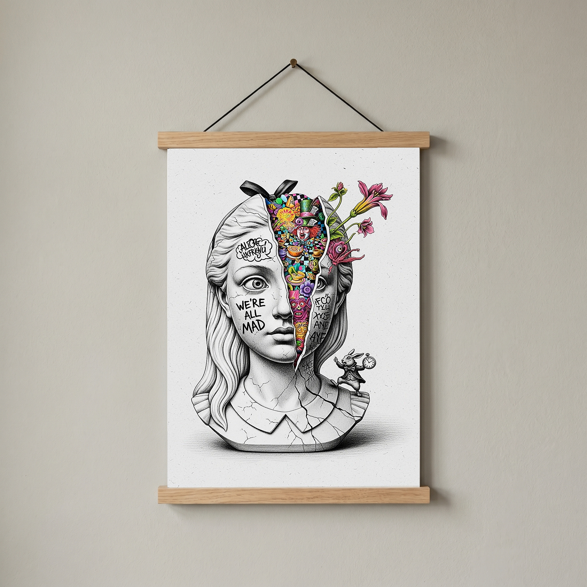We're All Mad Here Alice — Surreal Wonderland Wall Art Print