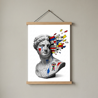 Mondrian Explosion — Surreal Venus Bust Wall Art Print