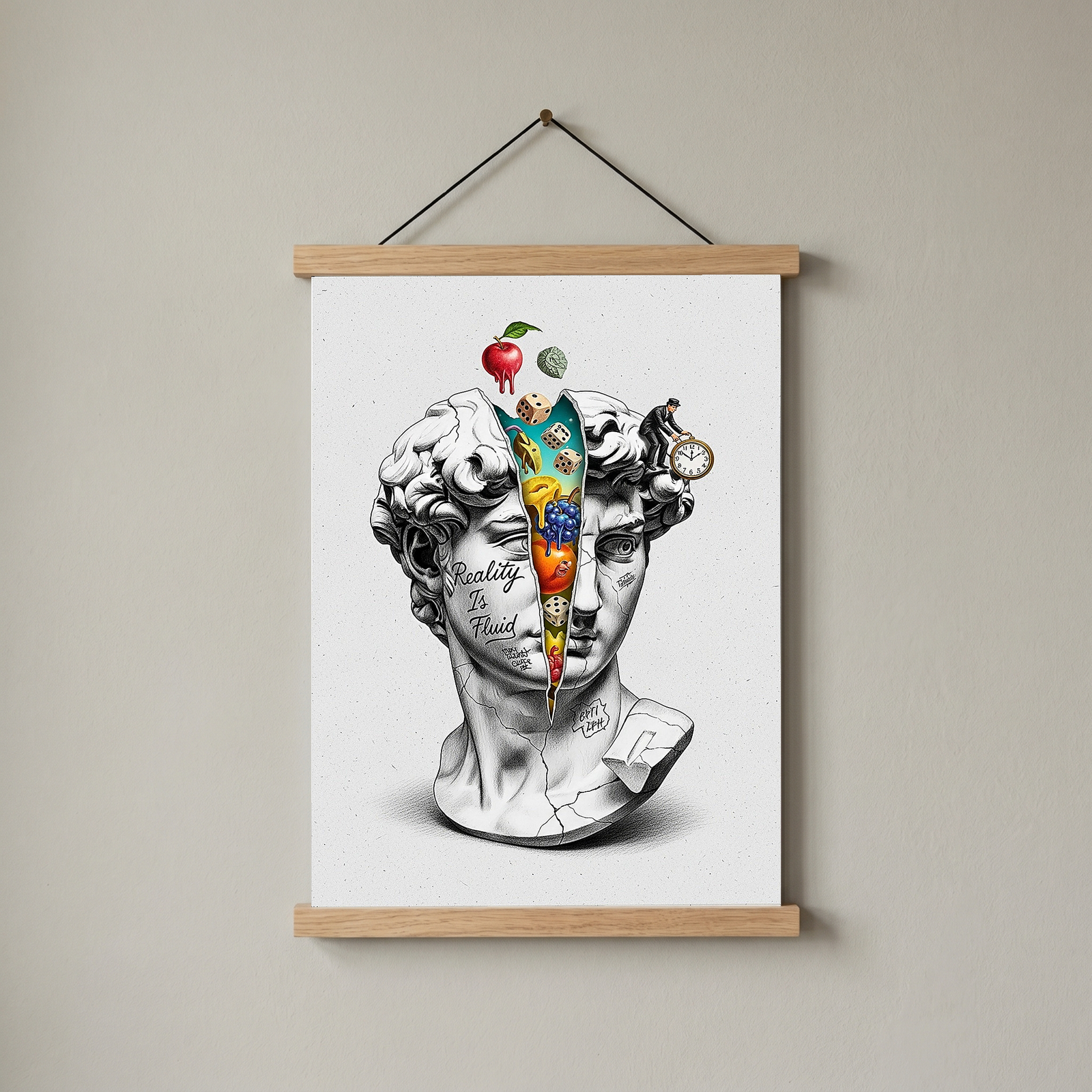 Reality is Fluid — Surreal David Bust Wall Art Print