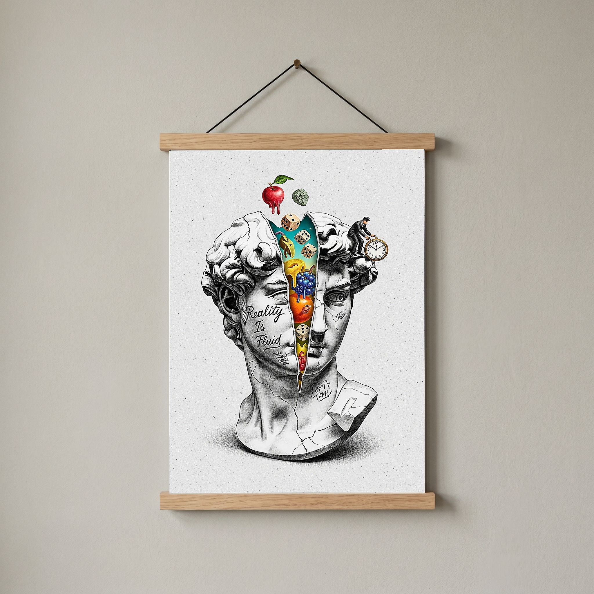 Reality is Fluid — Surreal David Bust Wall Art Print