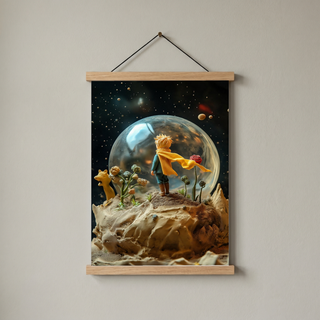 The Little Prince in a Snow Globe Wall Art Print — Saint-Exupéry Tribute Poster