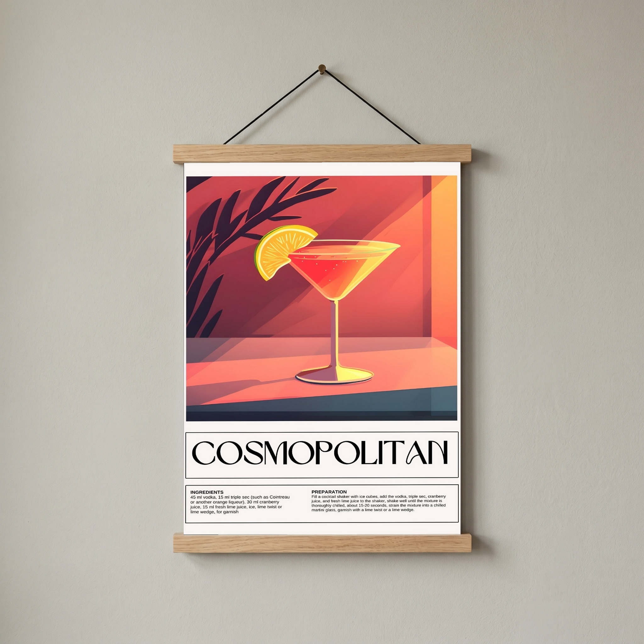 Cosmopolitan Wall Art Print — Pink Cocktail Poster