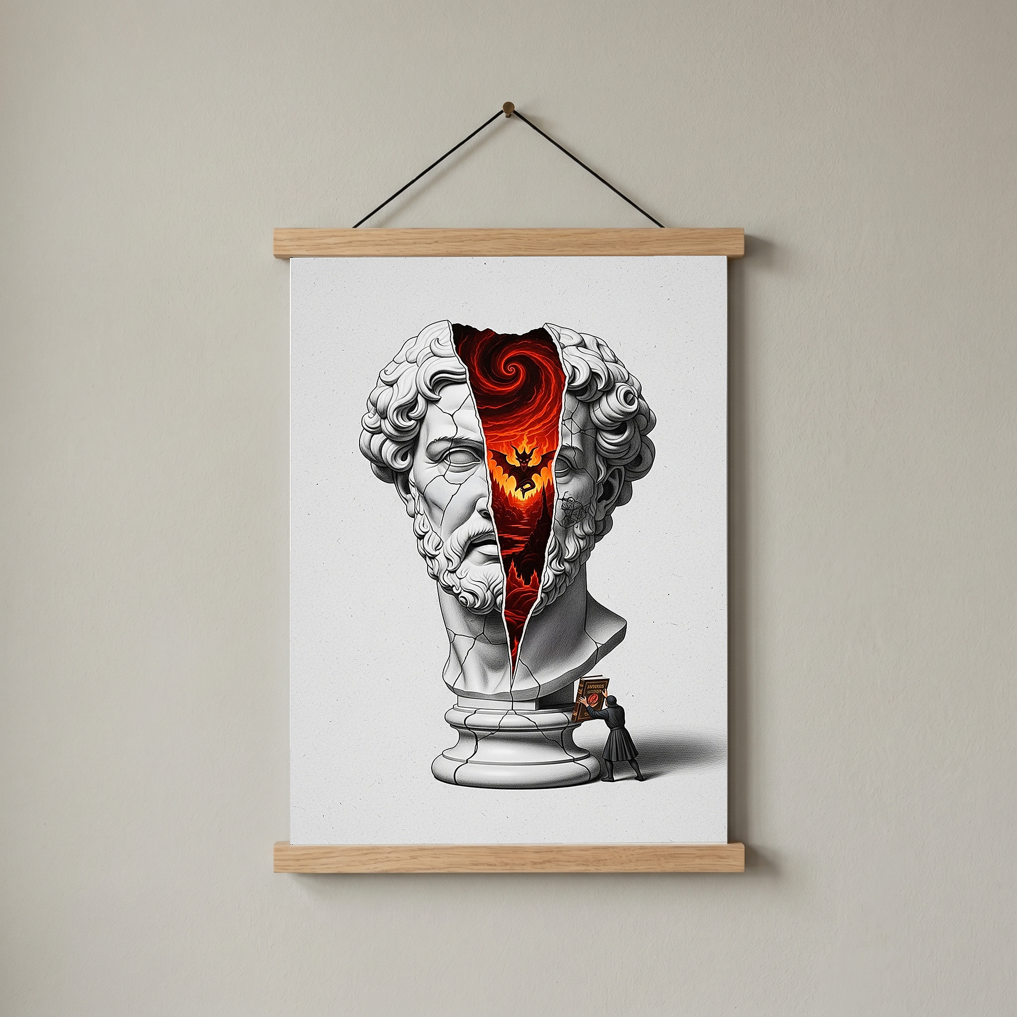 Inferno — Surreal Zeus Bust Wall Art Print