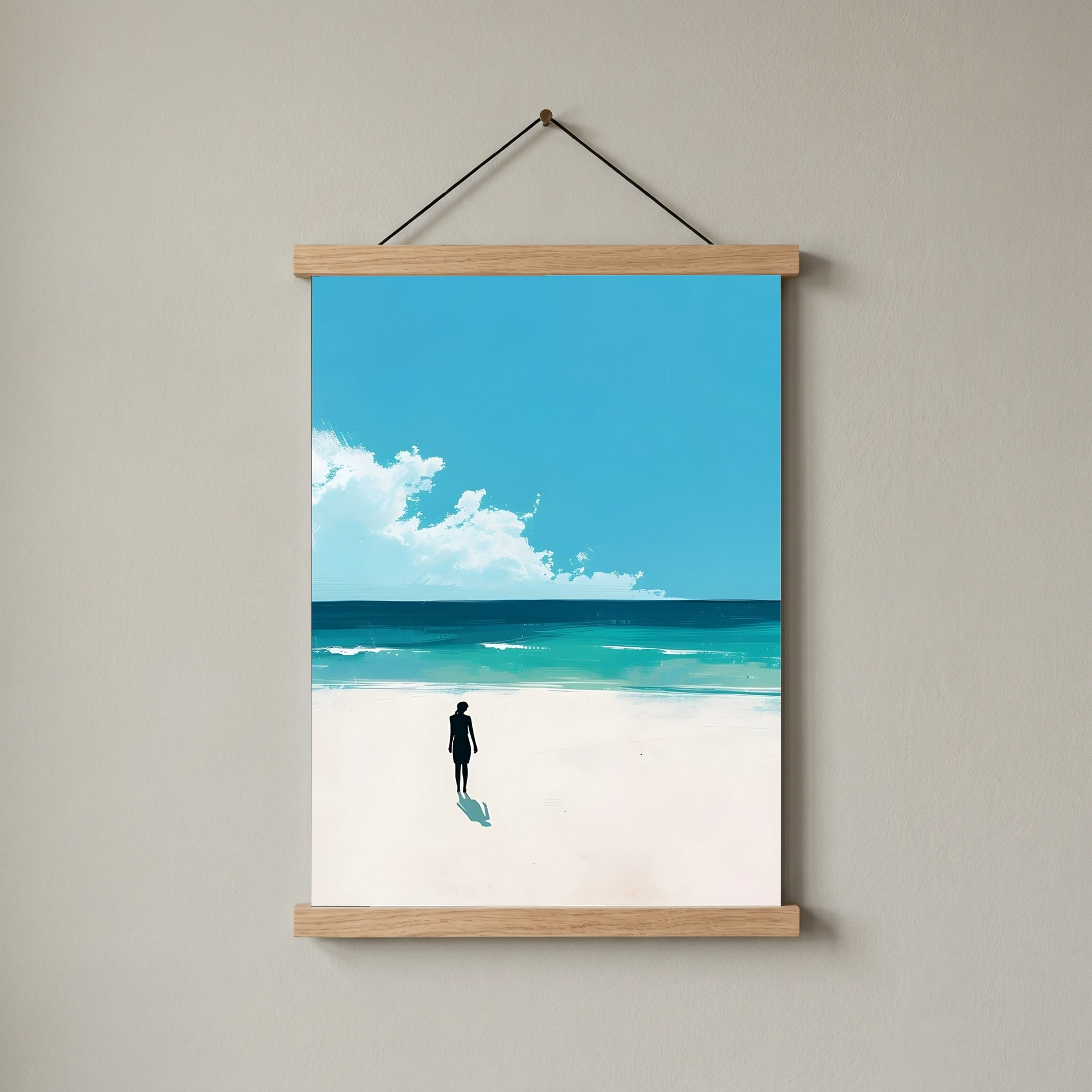 Waves Alone Wall Art Print — Peaceful Ocean Solitude Poster