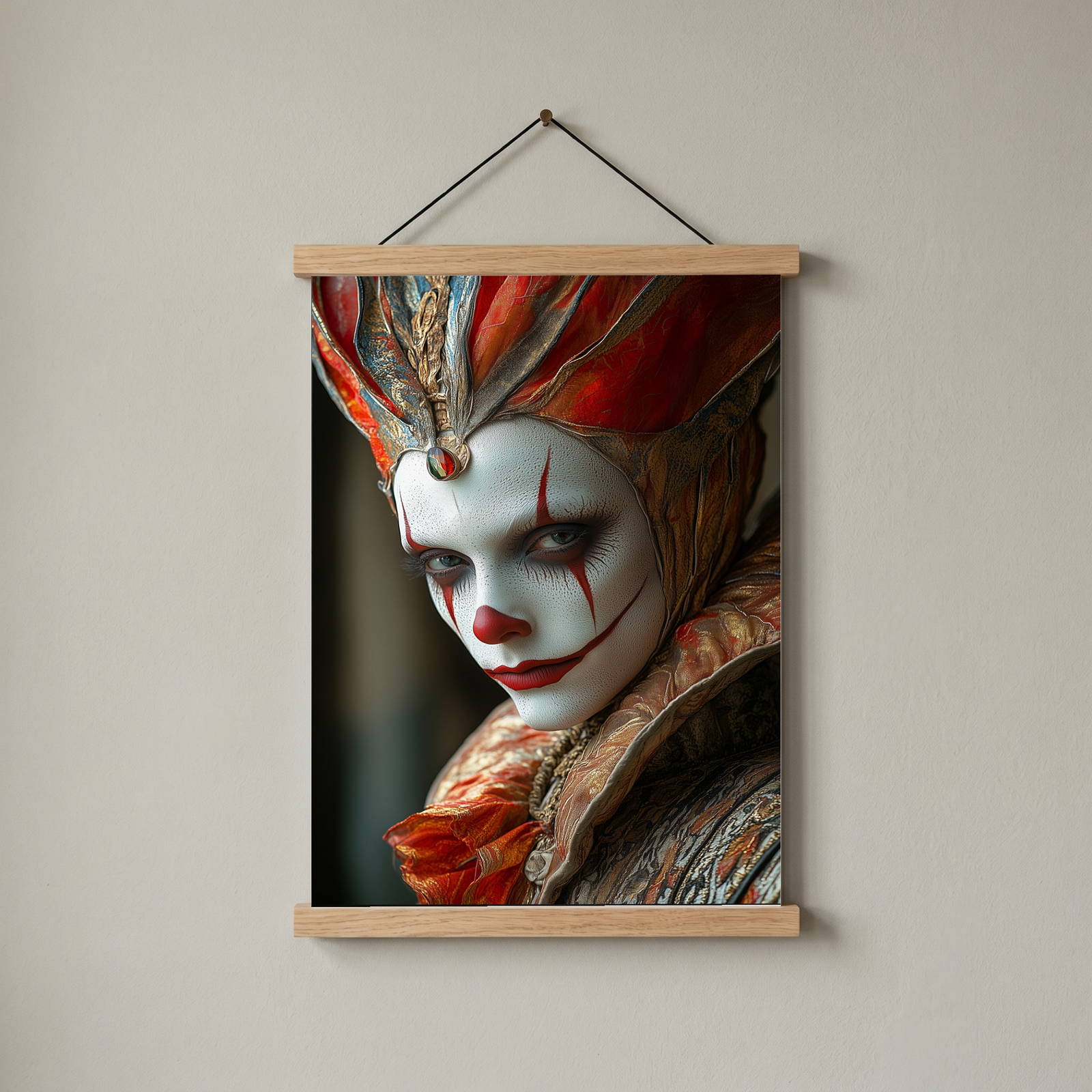 Crown of Illusions Wall Art Print — Mystical Surreal Portrait Poster