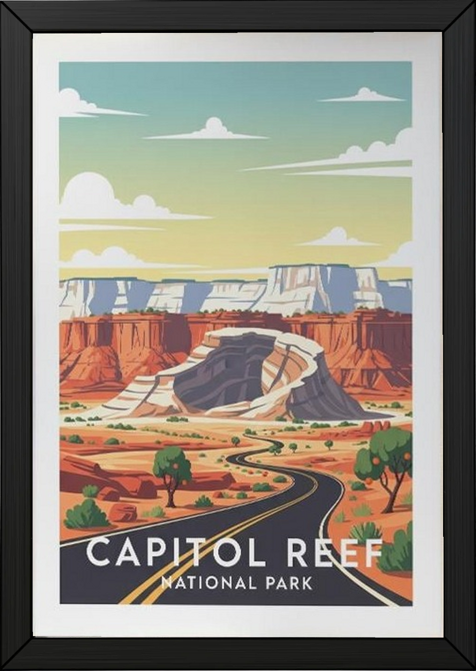 Capitol Reef National Park Poster — Vintage Utah Waterpocket Fold Print