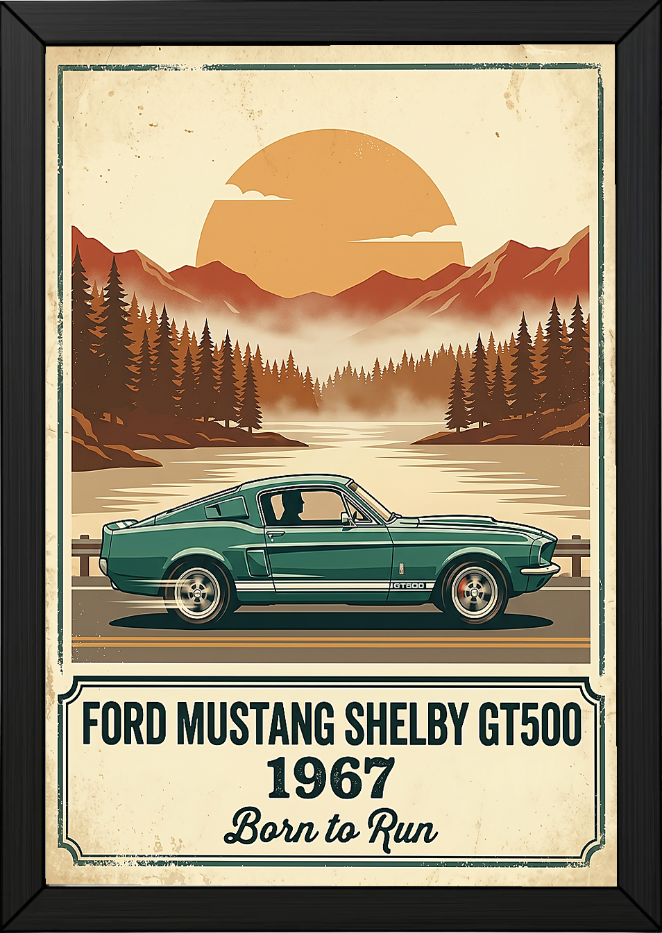 Ford Mustang Shelby GT500 1967 Forest Green Edition — Vintage Muscle Lake Print