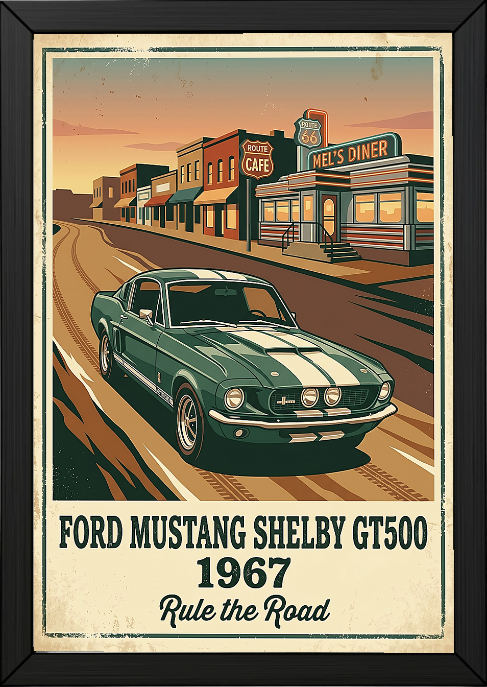 Ford Mustang Shelby GT500 1967 V3 Poster — Route 66 Vintage Diner Print