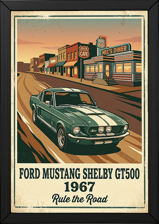 Ford Mustang Shelby GT500 1967 V3 Poster — Route 66 Vintage Diner Print