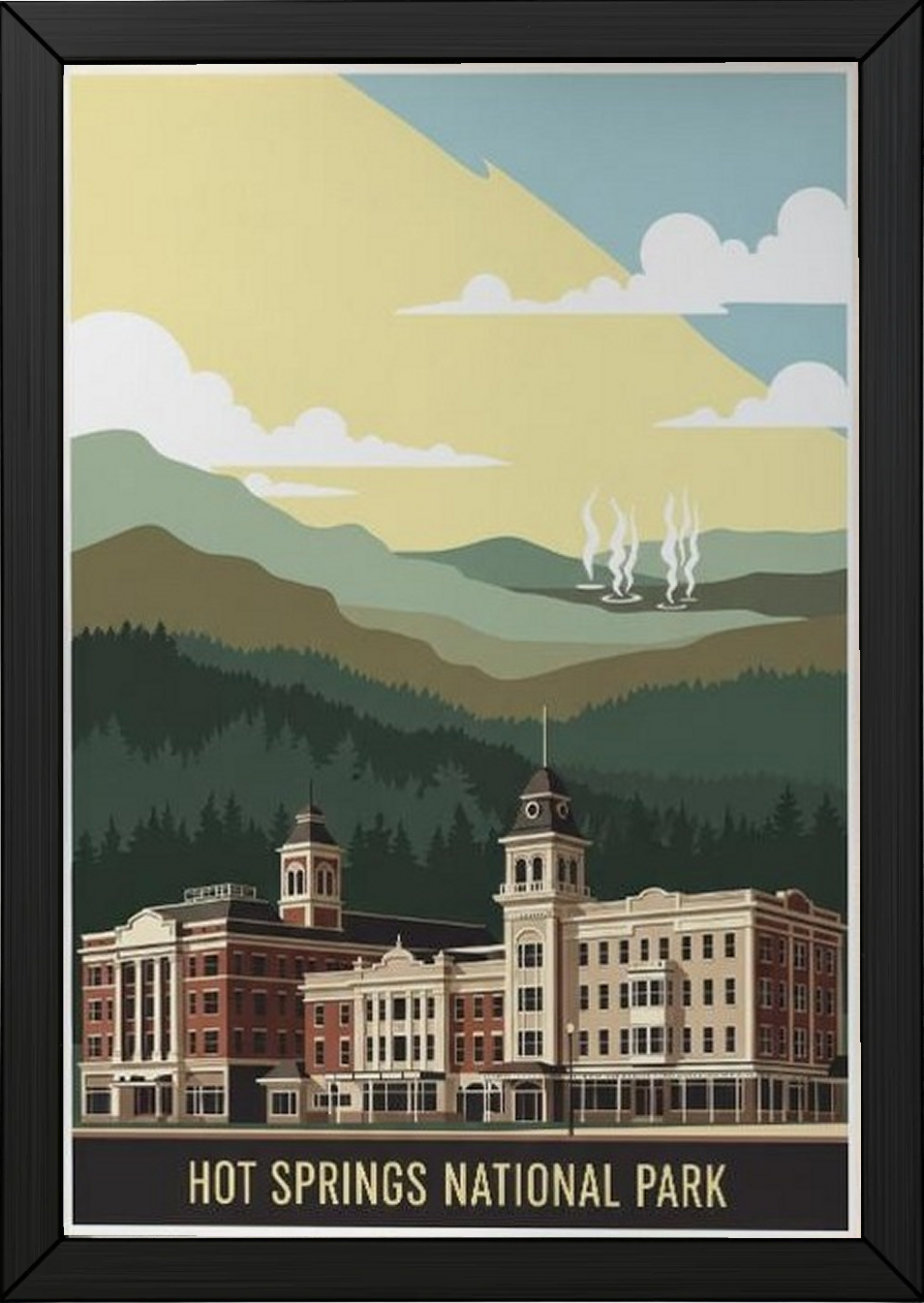 Hot Springs National Park Poster — Vintage Arkansas Bathhouse Row Print