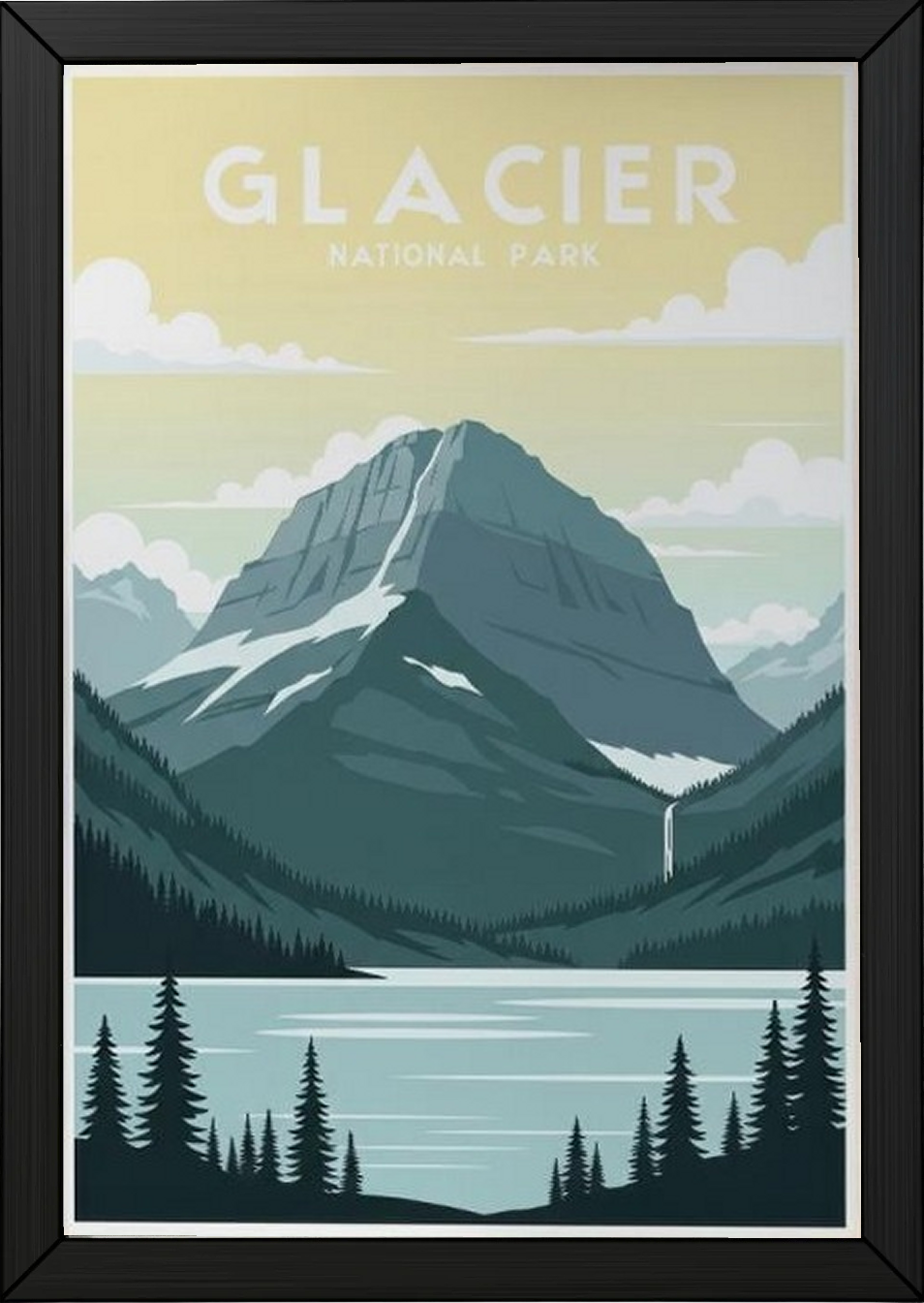 Glacier National Park Poster — Vintage Montana Rocky Mountain Lake Print