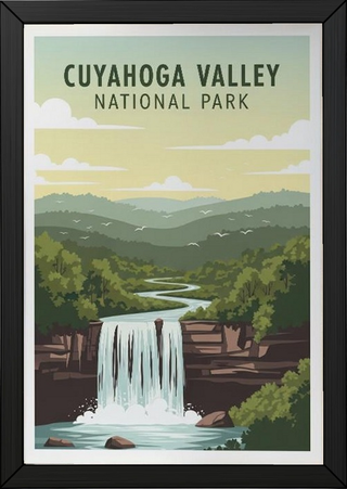 Cuyahoga Valley National Park Poster — Vintage Ohio Brandywine Falls Print