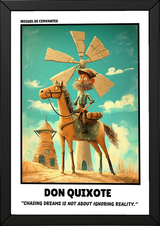 Don Quixote Poster - Chasing Dreams Literary Quote Wall Art Print