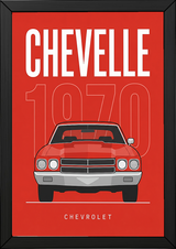 Chevrolet Chevelle 1970 Minimalist Poster — Red Muscle Car Line Art