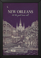 New Orleans Line Art Print — Aubergine French Quarter Skyline Wall Art