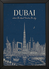 Dubai Line Art Print — Navy Burj Khalifa Skyline Wall Art