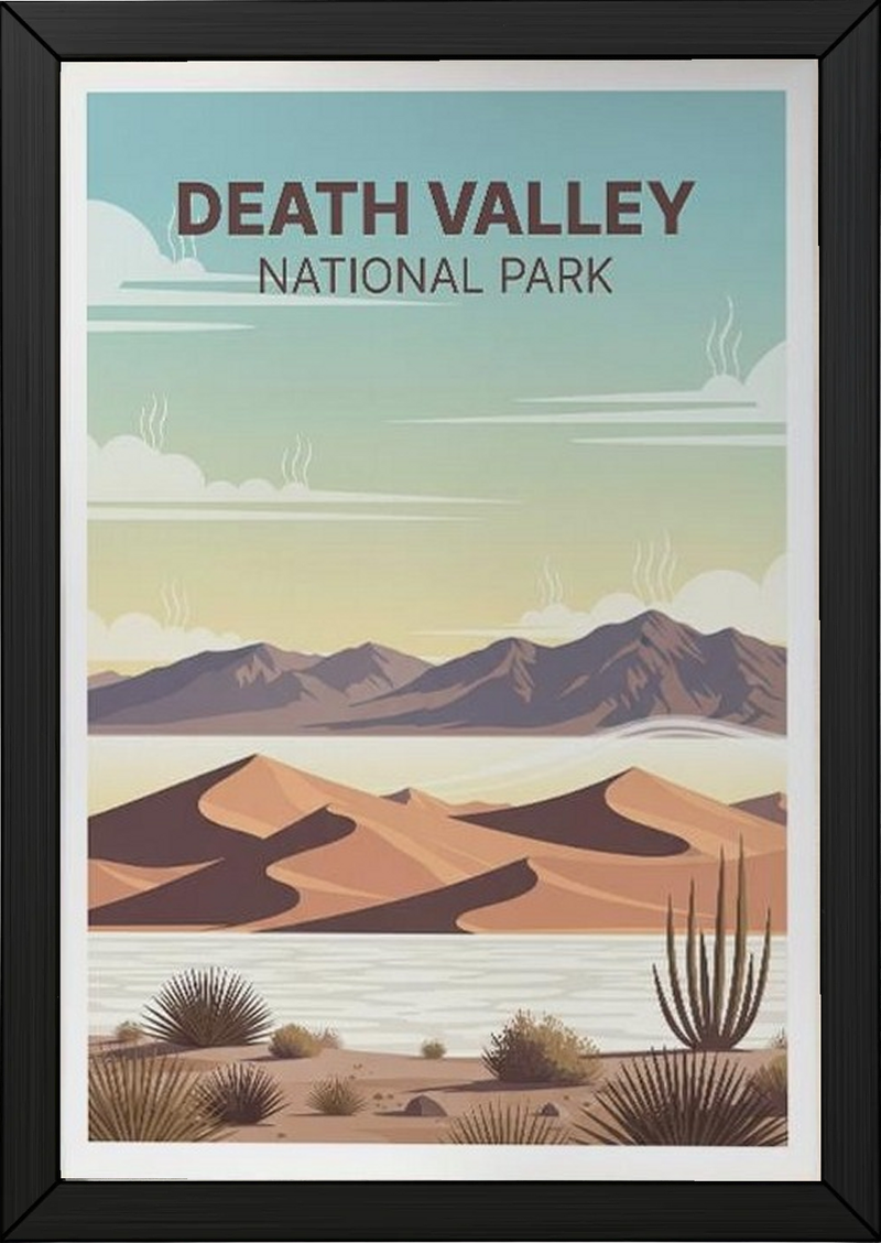 Death Valley National Park Poster — Vintage Sand Dunes Desert Mountain Print