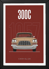 Chrysler 300C 1957 Minimalist Poster — Crimson Letter Series Line Art