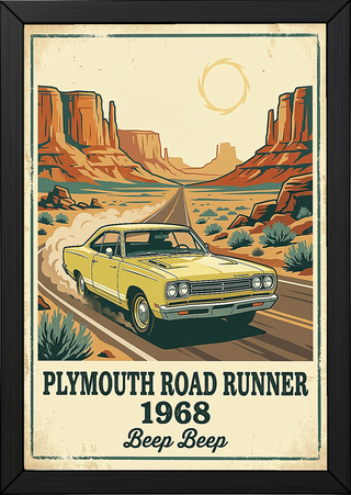 Plymouth Road Runner 1968 Poster — Vintage Muscle Car Monument Valley Print