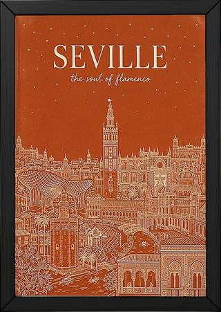 Seville Line Art Print — Terracotta Giralda Tower Plaza de España Wall Art