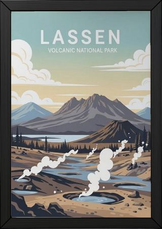 Lassen Volcanic National Park Poster — Vintage California Hydrothermal Print