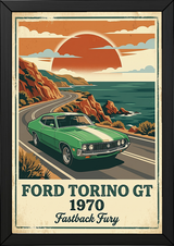 Ford Torino GT 1970 V2 Poster — Vintage Muscle Car Pacific Coast Curve Print