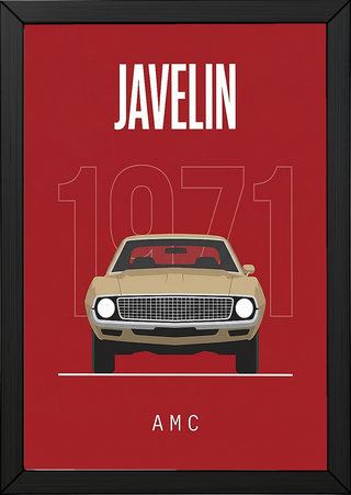 AMC Javelin 1971 Minimalist Poster — Red Muscle Car Line Art