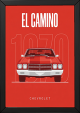 Chevrolet El Camino 1970 Minimalist Poster — Red Muscle Truck Line Art