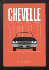 Chevrolet Chevelle 1969 Minimalist Poster — Coral Convertible Muscle Line Art