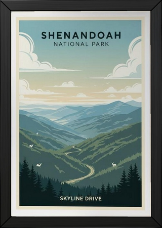 Shenandoah National Park Poster — Vintage Virginia Skyline Drive Deer Print