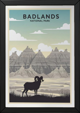 Badlands National Park Poster — Vintage Bighorn Sheep South Dakota Print
