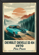 Chevrolet Chevelle SS 454 1970 V6 Aqua Edition — Vintage Muscle Misty Mountain Print
