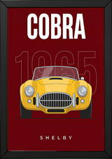 Shelby Cobra 1965 Minimalist Poster — Burgundy Roadster Line Art