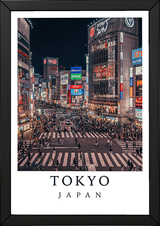 Tokyo Japan Travel Poster — Shibuya Crossing Neon Night Cityscape