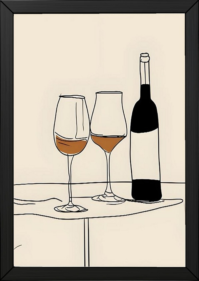Minimalist Wine Line Art Print – Modern Kitchen & Bar Cart Poster