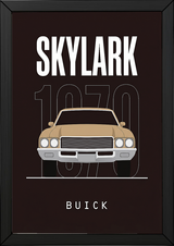 Buick Skylark 1970 Minimalist Poster — Tan on Espresso Muscle Car Line Art