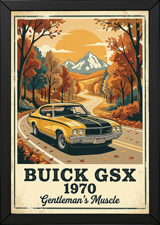 Buick GSX 1970 Poster — Vintage Muscle Car Fall Mountain Road Print