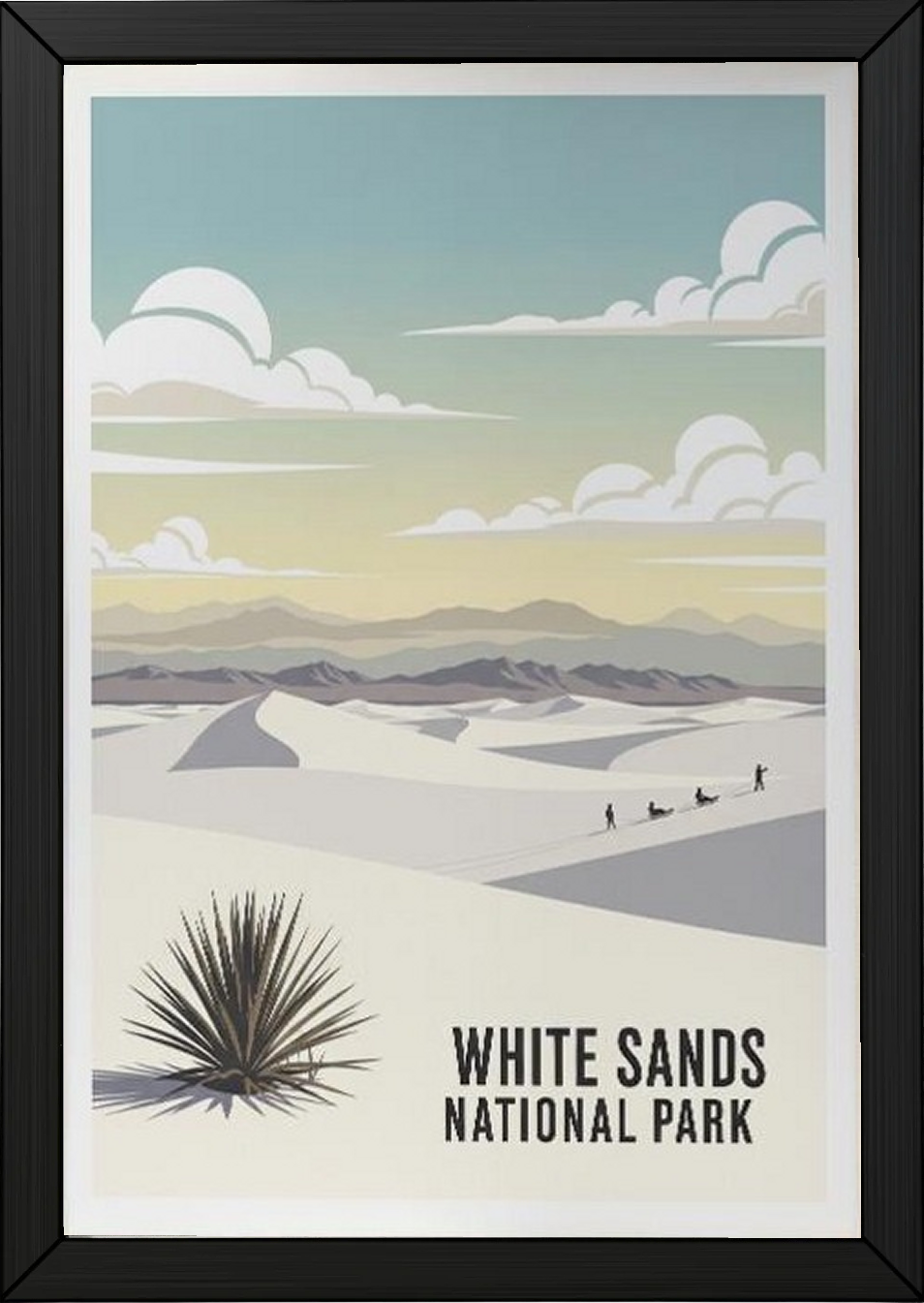 White Sands National Park Poster — Vintage New Mexico Gypsum Dunes Sledding Print
