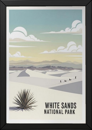 White Sands National Park Poster — Vintage New Mexico Gypsum Dunes Sledding Print