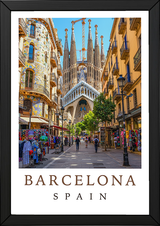 Barcelona Spain Travel Poster — Sagrada Familia Cityscape Print